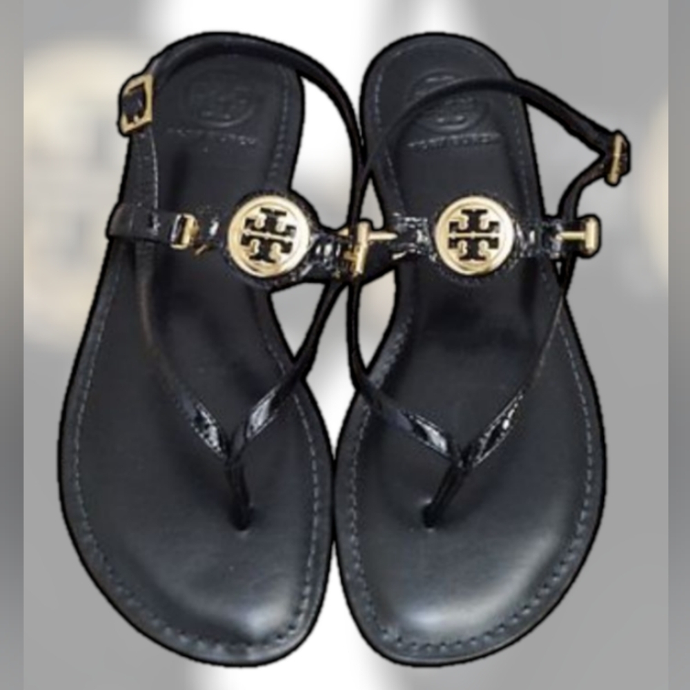 Tory Burch Black and Gold Sandals Used No Box